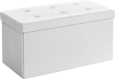 Russo Tessuti Pouf Panca Contenitore Scatola Pieghevole Effetto Vellutato Velluto Velvet-Bianco 