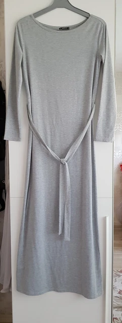 Robe Longue Grise Droite Manches Longues - Taille S - Marque Sheilay - Occasion Parfait état