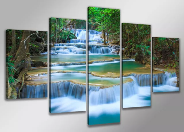 200 x 100 cm Bilder Leinwand Natur Wasserfall auf Rahmen Wandbild Bild 6308