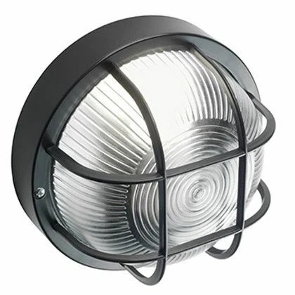 Plafoniera Nera 1 Luce Con Gabbia In Termoplastica E Vetro Echo Tonda