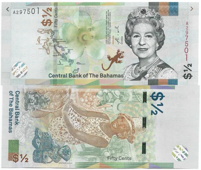 Bahamas Fünfzig Cent 1/2 Dollar 2019 UNC Queen Elizabeth II