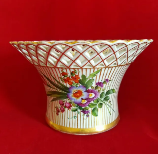 Von Schierholz Porcelain  Vase/Basket/Cache Pot Hand Painted Germany 1907-1927