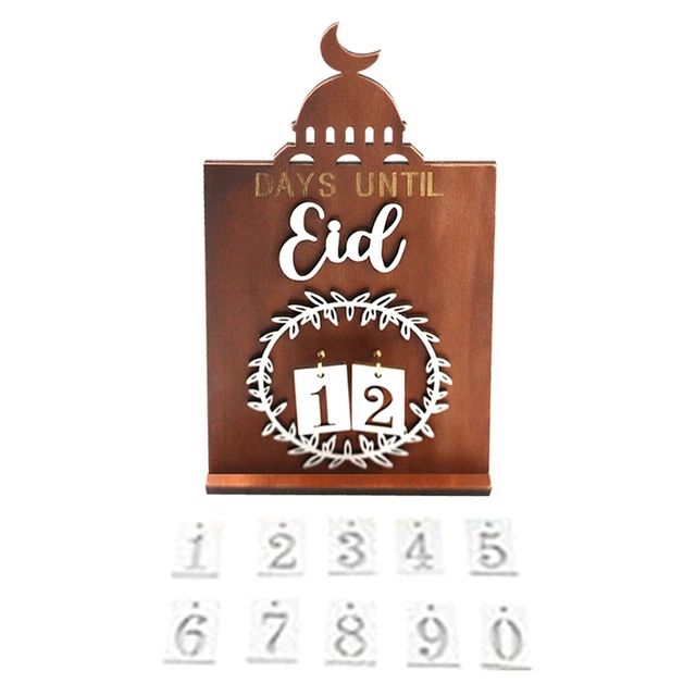 Calendrier Compte à Rebours Ramadan Folat - Décoration Eid Mubarak Avec Autocollants - 18x23.5cm