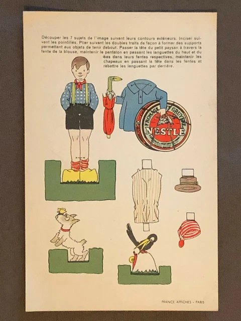 Ancien Jeu Publicitaire Nestlé – Voiture à Bille En Découpage, Vintage Collection