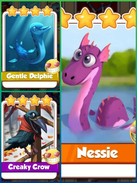 COIN MASTER GENTLE Delphie , Nessie, Creaky Crow Set Cards Card Rare Cards  0.99 - PicClick UK