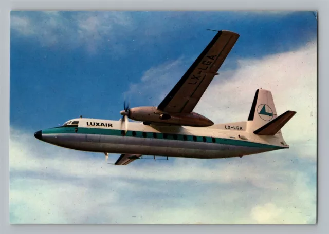 Aviation Airplane Postcard Luxair Airline Luxembourg Fokker Friendship F27 T2