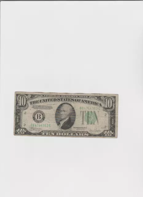1934-C $10 Ten Dollars Frn Federal Reserve Note New York, Ny