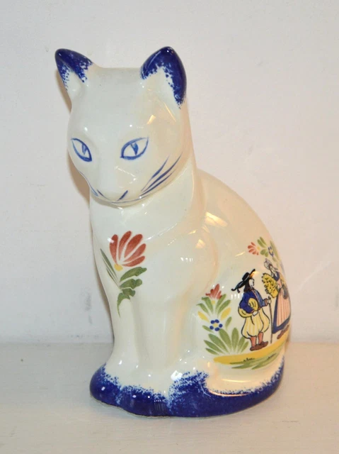 Statue Chat Faïence De Lunéville - Hauteur 13,5 Cm - Collection C3 - Déco Vintage