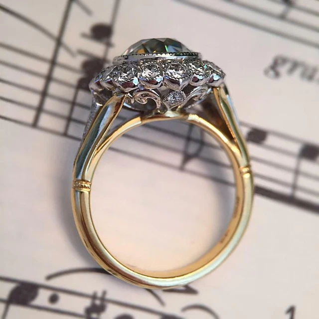 4 Ct Round Cut Lab-Created Diamond Two-Tone Style Victorian Vintage 1920's Rings 3