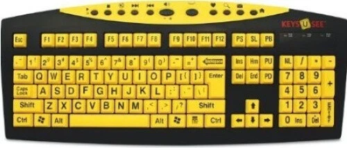 Keys U See Large Print US English USB Wired Keyboard - Yellow Keys with Large