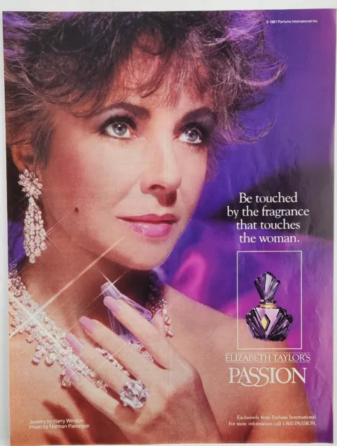 1987 Elizabeth Taylor Passion Perfume Fragrance Vintage Print Ad