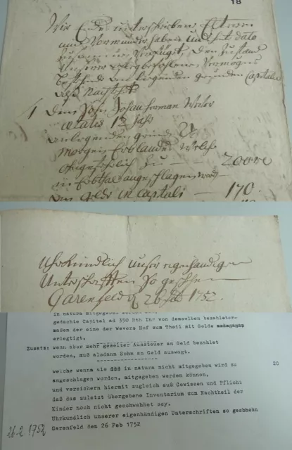 Document Garenfeld (Hagen) 1752: Site Fortune Children Family Wever