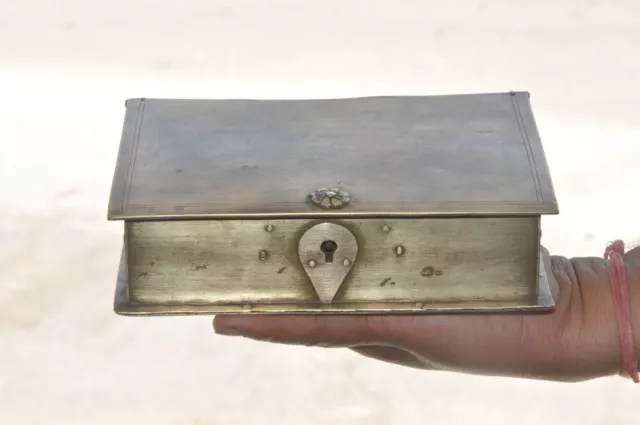 Old Brass Book Shape 4 Compartment Handcrafted Betel Nut Box