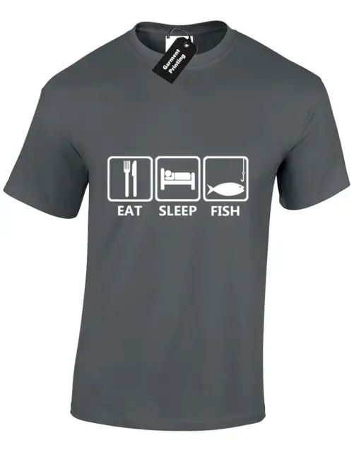 T-Shirt Da Uomo Eat Sleep Fish Pesca Pesca Regalo Carpa Dad Present Idea Top S-5Xl
