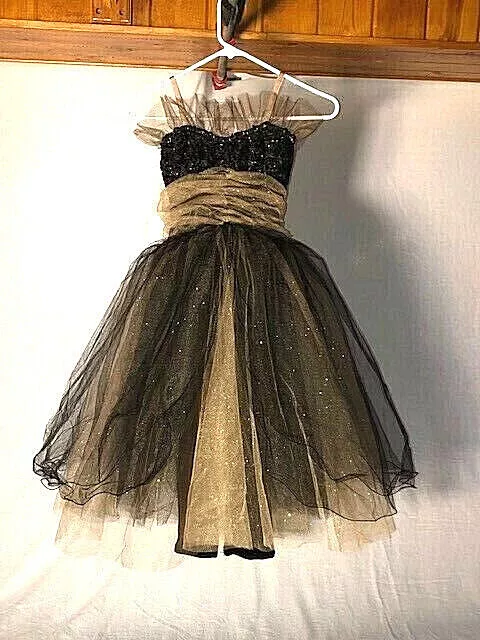 Black & Gold Youth & Adult Ballet/Contemporary Multi Layered Tutu Dance Costume