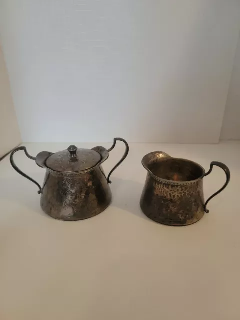 Vintage Sheffield Silver Plate Creamer and Sugar Bowl.