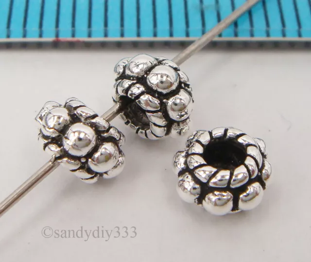 4x OXIDIZED BALI STERLING SILVER DAISY RONDELLE SPACER BEAD 5.3mm #2136