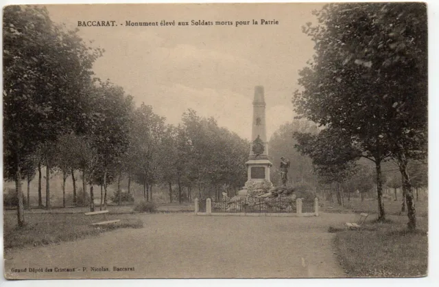 BACCARAT - Meurthe and Moselle - CPA 54 - Elevated Monument to Dead Soldiers Homeland