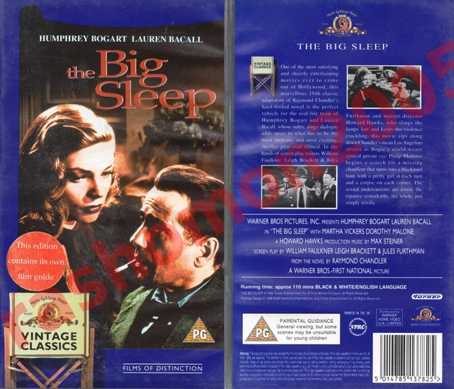 VHS THE BIG SLEEP 1946 Humphrey Bogart Lauren Bacall Howard Hawks PAL ...