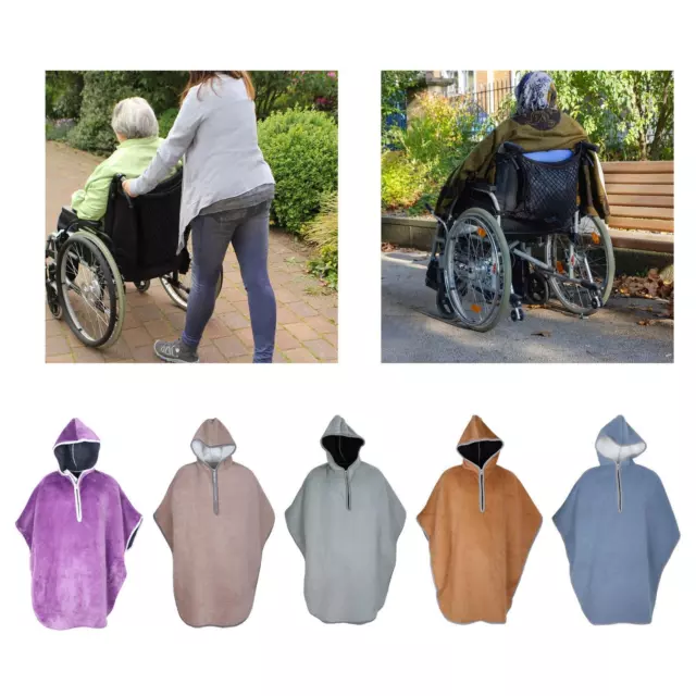 Wheelchair Cape Reusable Universal Packable Fleece Windproof Winter Poncho Lined