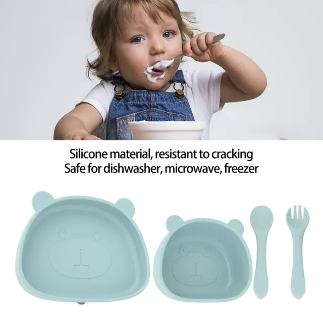 Assiette Ventouse pour Bébé, 8 Pièces Set Vaisselle Silicone Bebe Avec  Aspiration,Cuillère et Fourchette, Gobelet et Bavoir（Violet）