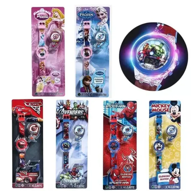 Childrens 3D Glow Up Digital Watches Spiderman, Avengers, Frozen, Paw Patrol