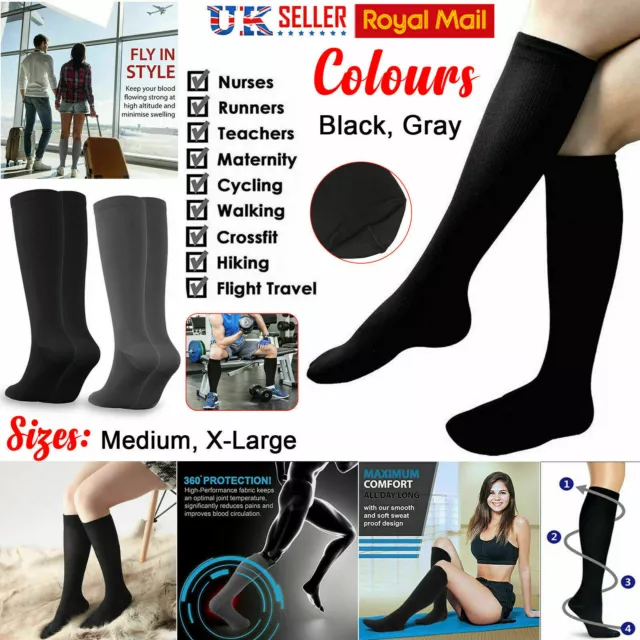 Compression Flight Socks Unisex Miracle Travel Anti Swelling Fatigue Dvt Support