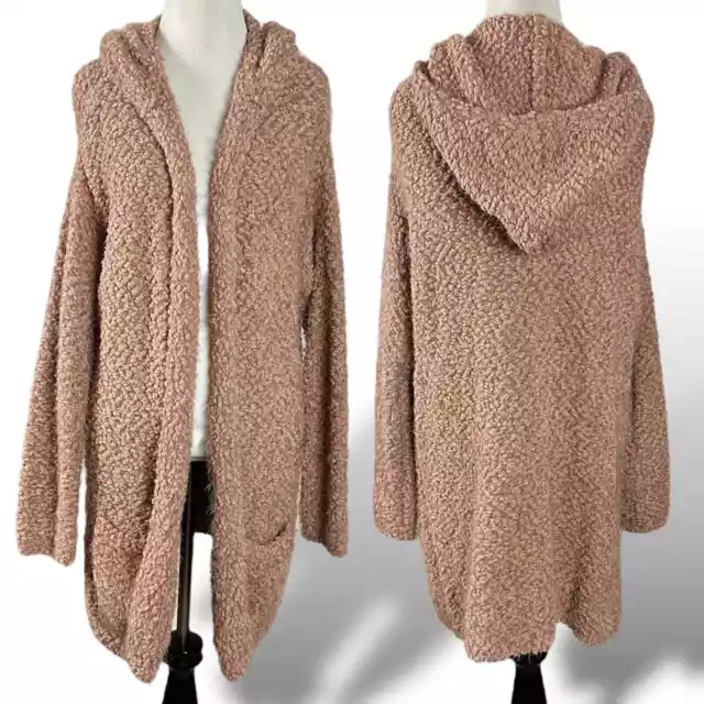 Love Stitch Amelia Chunky Cardigan Sweater Dusty Rose Blush Oversized Hoodie S/M