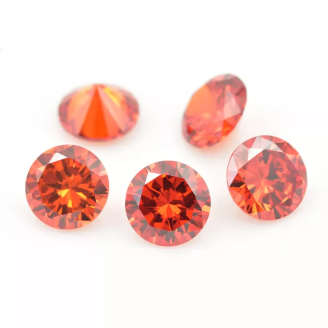 3pcs 7.0mm Orange Round Loose Cubic zirconia CZ Stone AAAAA Best quality