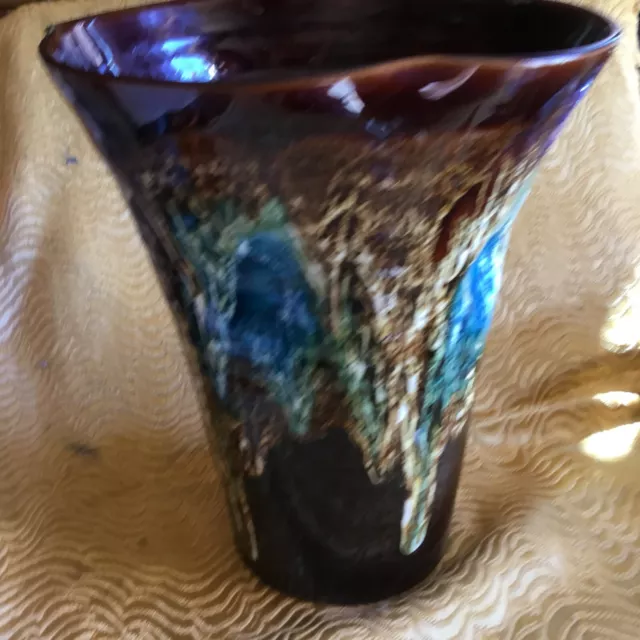 Rare Vintage mid century Vallauris Art Studio pottery Drip glaze cup vase
