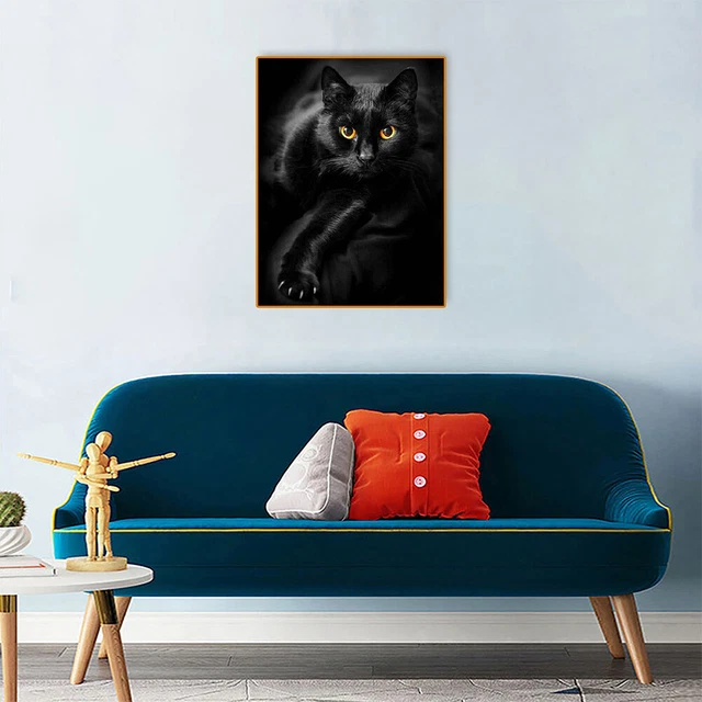 5D Diamond Painting Kit DIY black cat Full Round Drill Mosaic(HJ499)