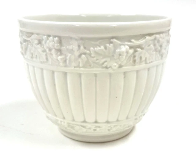 Vintage Céramique Plante Blanc Vernissé 16cm Italie AE680