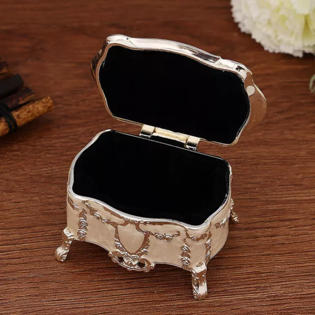 Vintage Metal Jewelry Box Trinket Organizer Ring Holder-IQ