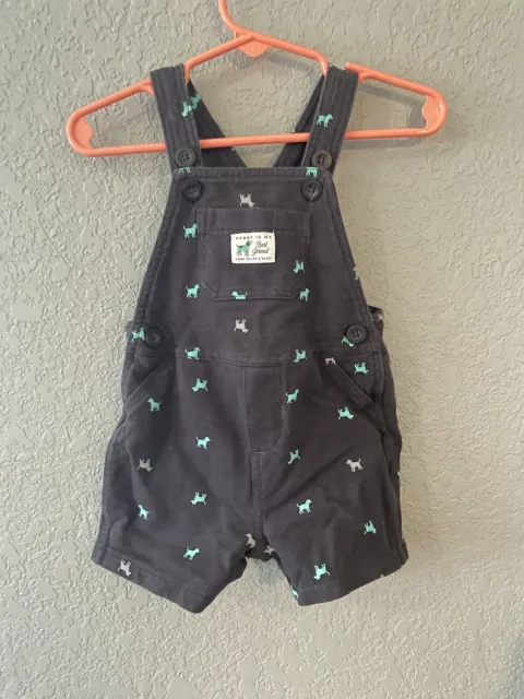 Carters 6 Month Baby Boy Shortalls Overalls Gray With Dogs