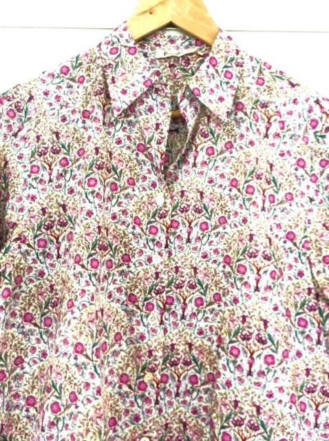 Pringle of Scotland Cotton Floral Paisley Long Sleeve Shirt Blouse 14 2