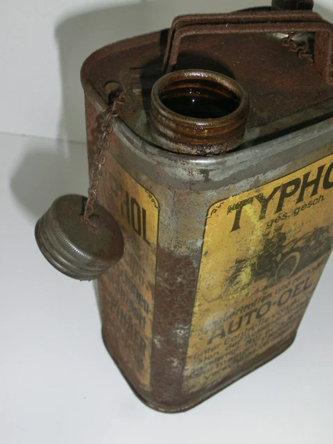 orig.alte Blechdose Typhol Auto Oel Tankstelle Oldtimer Werkstatt Deko Container 6