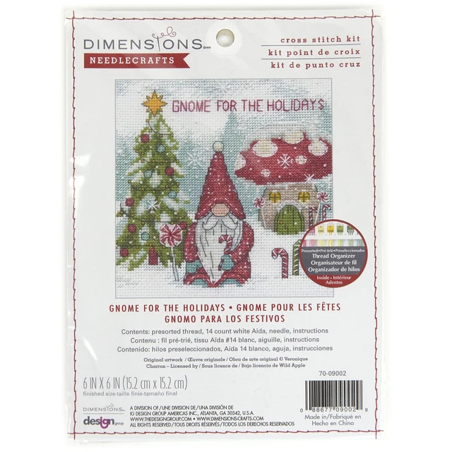 "Kit de punto de cruz contado Dimensions 6""X6""-Gnomo para las vacaciones (14 unidades) -70-