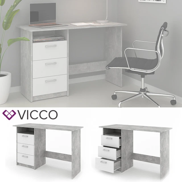 Bureau VICCO COLIN Bureau de travail Table de bureau Table PC à étagère Tiroir