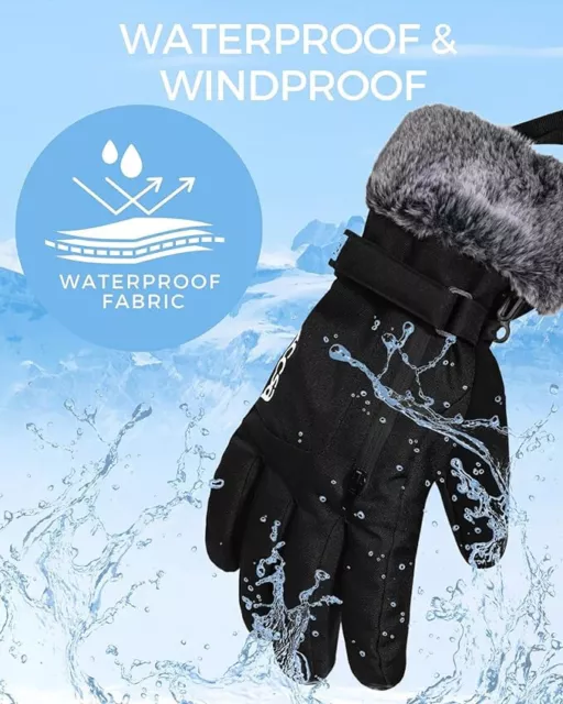 ACCSA Womens Winter Ski Gloves 3M Thinsulate Waterproof & Windproof Snow Gloves 2