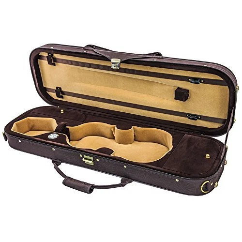 SKY 4/4 Full Size Violin Oblong Case Lightweight with Hygrometer Brown/Coffee...