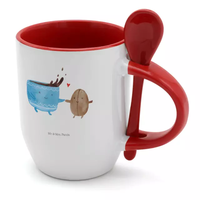 Tasse mit Löffel Kaffee Bohne - Geschenk Kaffeebecher Kaffeetasse Tiere Tassen