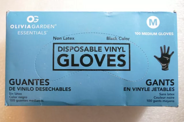 100 x MEDIUM Black Vinyl Gloves,Powder Free,Tattoo,Mechanic,Disposable,No Latex
