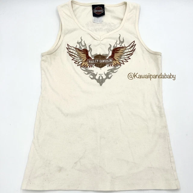 Harley Davidson Motorcycles Rhinestone Bling Angel Wing Joliet Illinois Tank Top