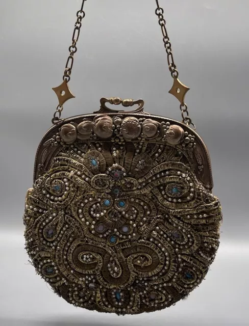 Jugendstil Art Nouveau Antike Tasche Signiert von Meister 19Jhd. Brass/Bronze