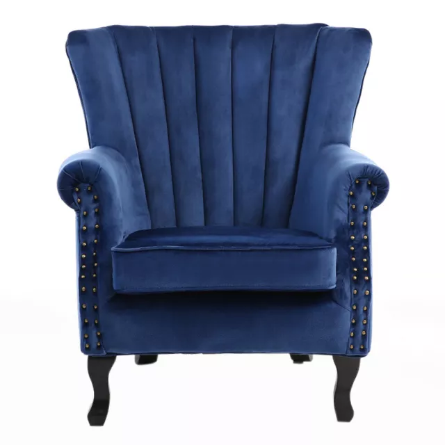 Classical Super Soft Velvet Upholstered Sofa Armchair Fireside Accent Tub Chair 3