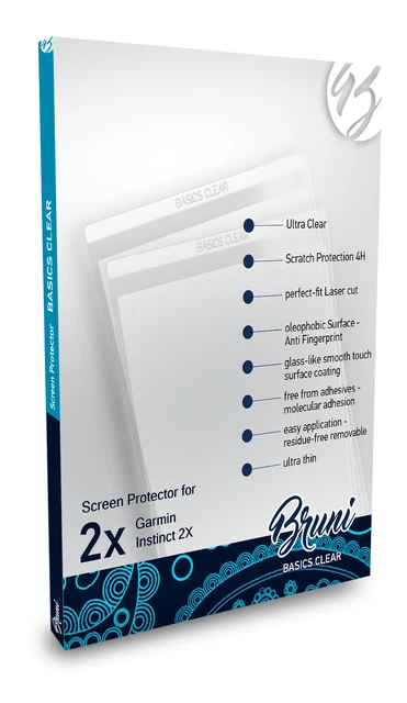 Bruni 2x Protective Film for Garmin Instinct 2X Screen Protector
