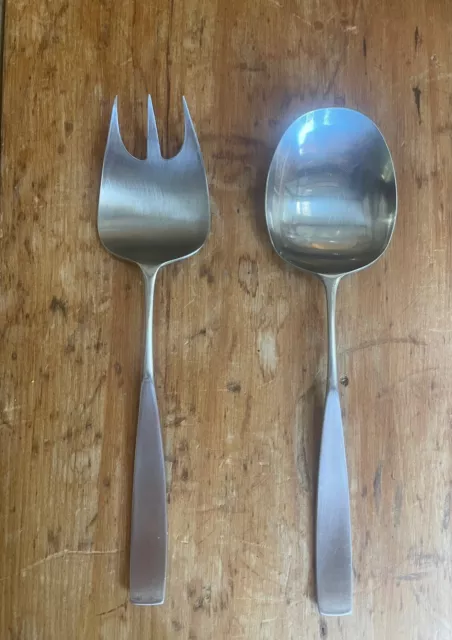 Lauffer Towle Stainless Salad Servers Bedford Modernist MCM Mid-Century