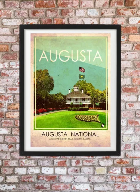 AUGUSTA NATIONAL GOLF Vintage style A4 Illustrated Art Poster Print