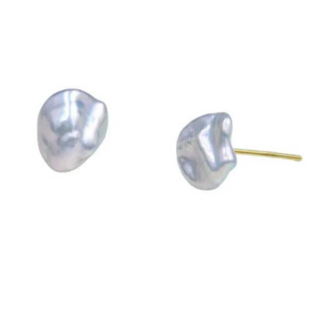Natural Baroque White pearl Earrings 14K AAA+ Ear stud Aquaculture Fashion Women