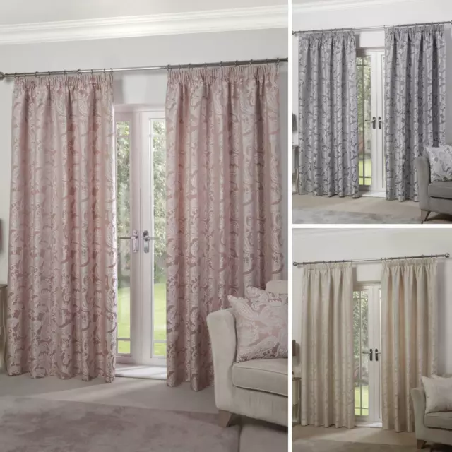 Ss Tape Top Curtains Paisley Print Jacquard Ready Made Lined Curtain Pairs 33 00 Picclick Uk
